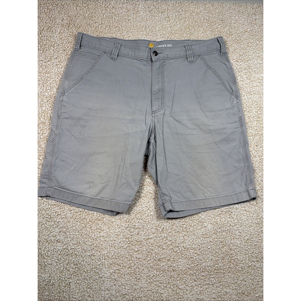 Carhartt Loose Fit Canvas Carpenter Shorts Mens 36 Gray 104195 Canvas